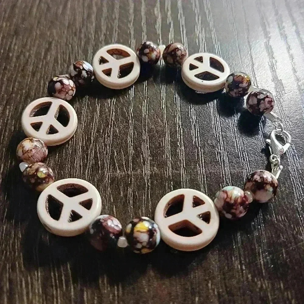 Handmade beaded bracelet peace